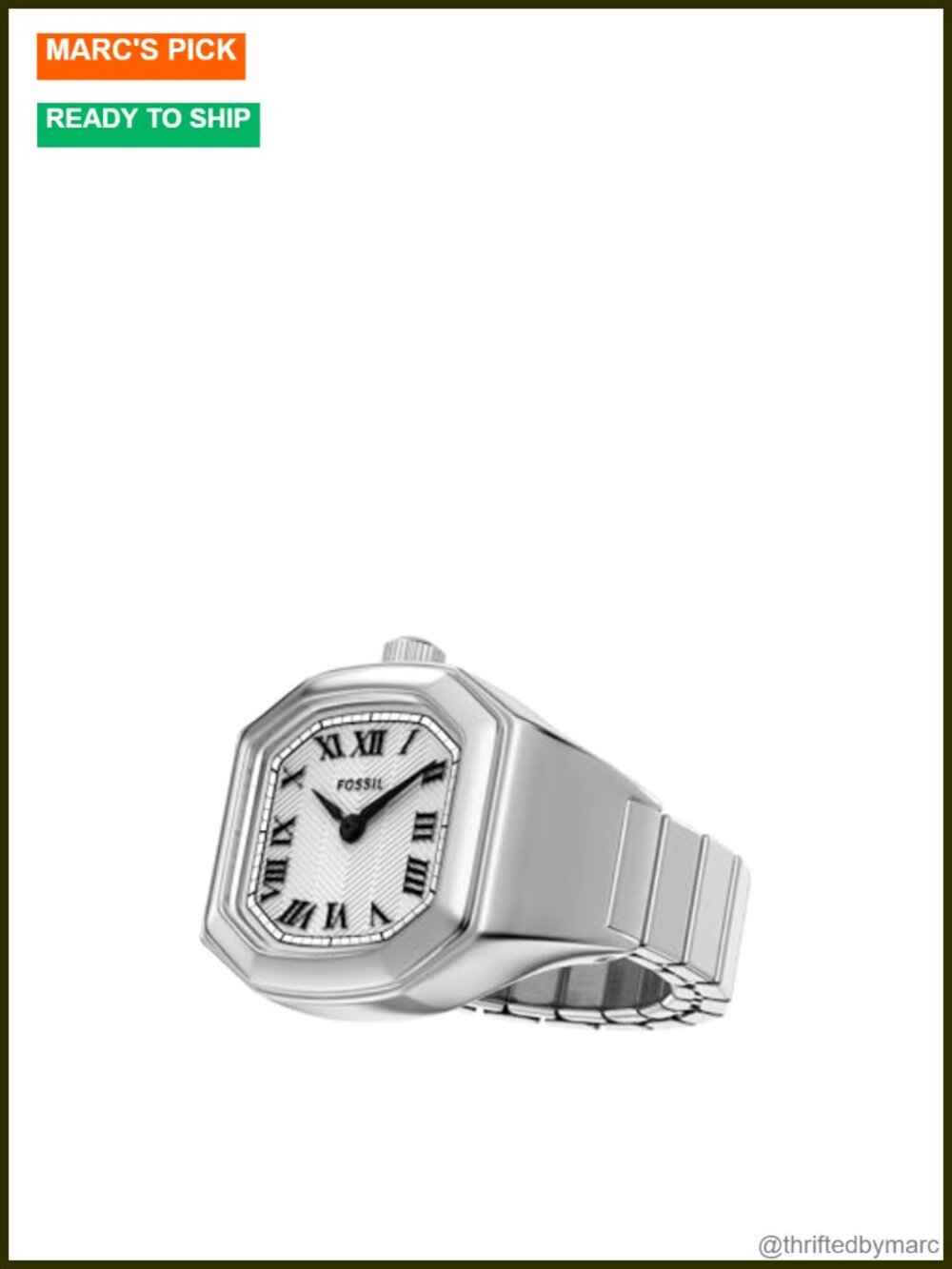 Fossil Ring Watch Quartz Stainless Steel Two-Hand Analog Wrist Watch